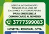 EL HOSPITAL REGIONAL GOYA INFORMÓ UN NÚMERO ALTERNATIVO PARA EMERGENCIAS POR FALLAS EN LA LÍNEA 107